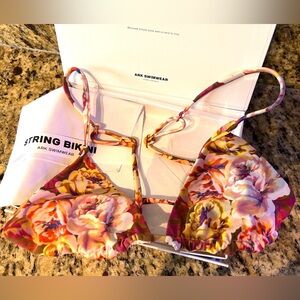 NWOT ARK Swimwear String Bralette GRANNY FLORAL M